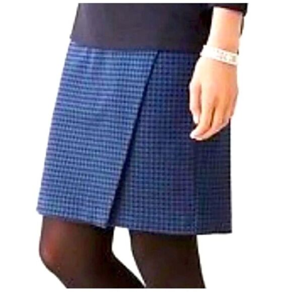 J. Jill Ponte Black Blue Houndstooth Faux Wrap Pull On Pencil Skirt Sz Med Tall - Picture 2 of 6